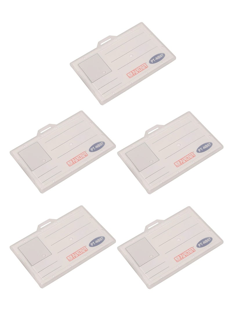 5-Piece Hard Plastic Name Badge Holder Horizontal